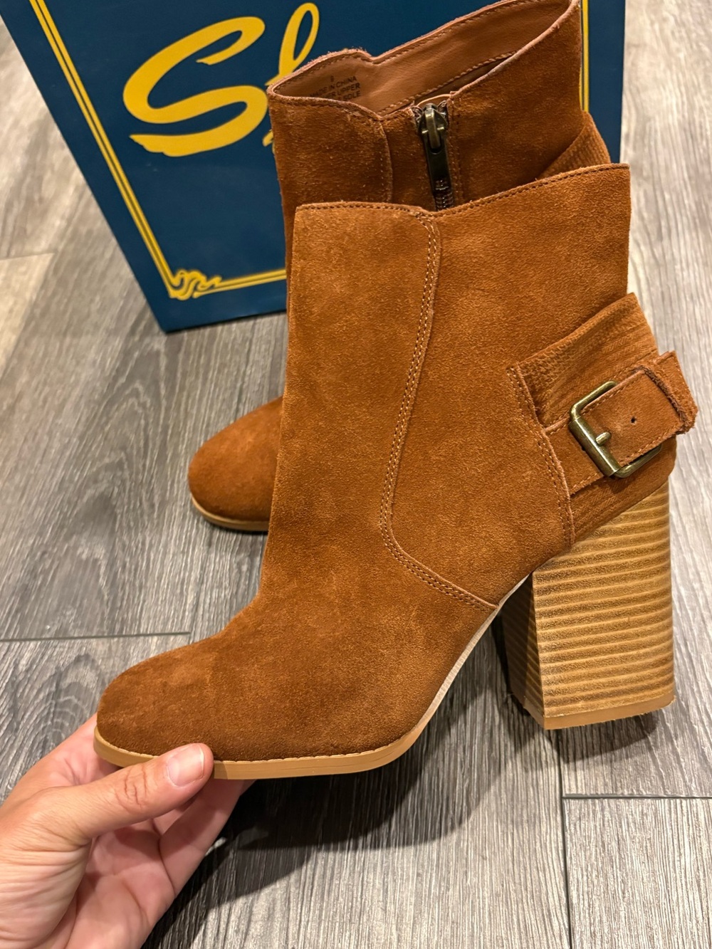 NWT Leather Lug-Stack Heel Ankle Boot - Brown